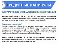 Участникам специальной военной операции предоставят кредитные каникулы